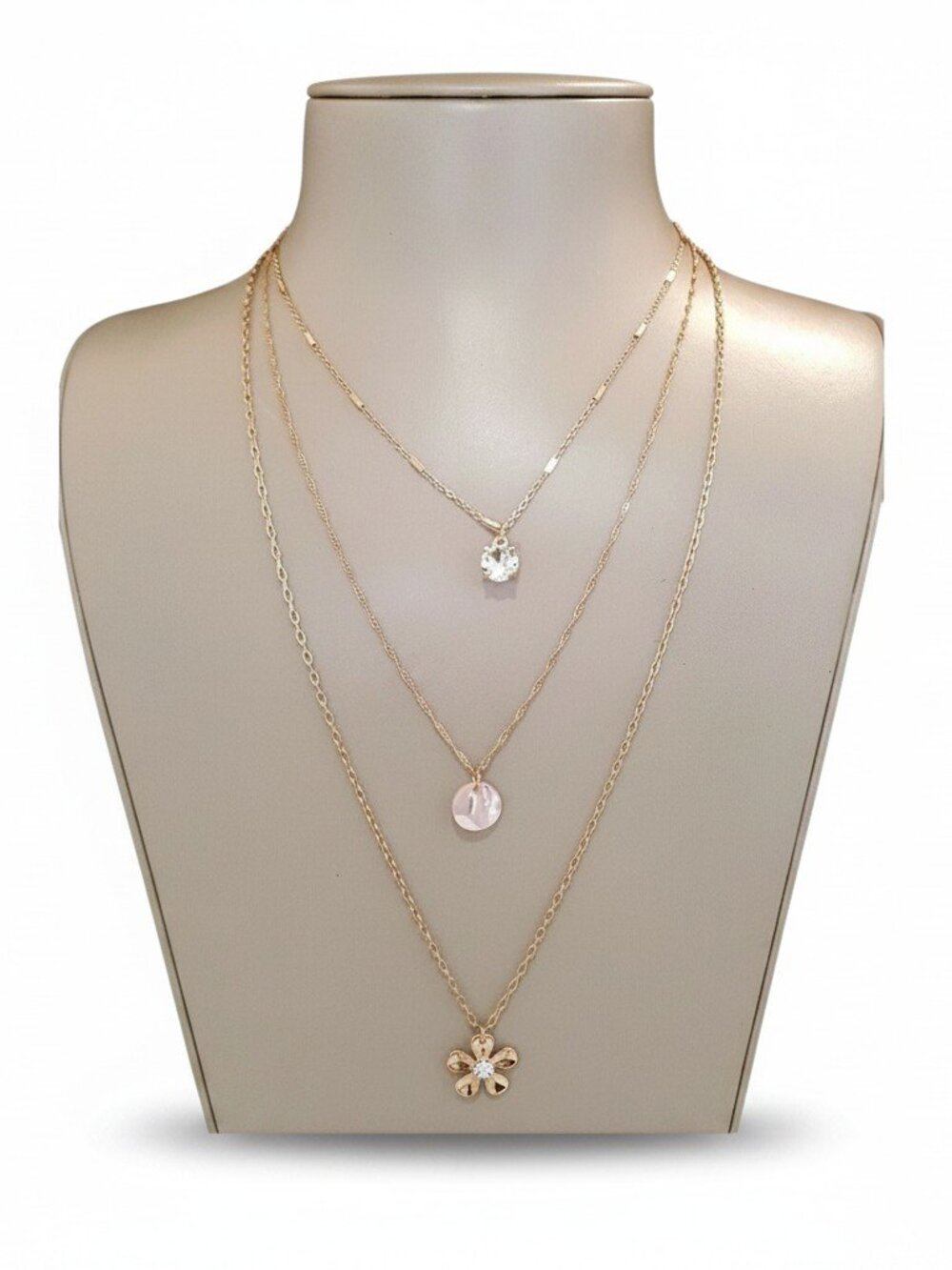 Rachel Parcell Women's Layered Necklace Layered Trio of Dainty Pendants NWT